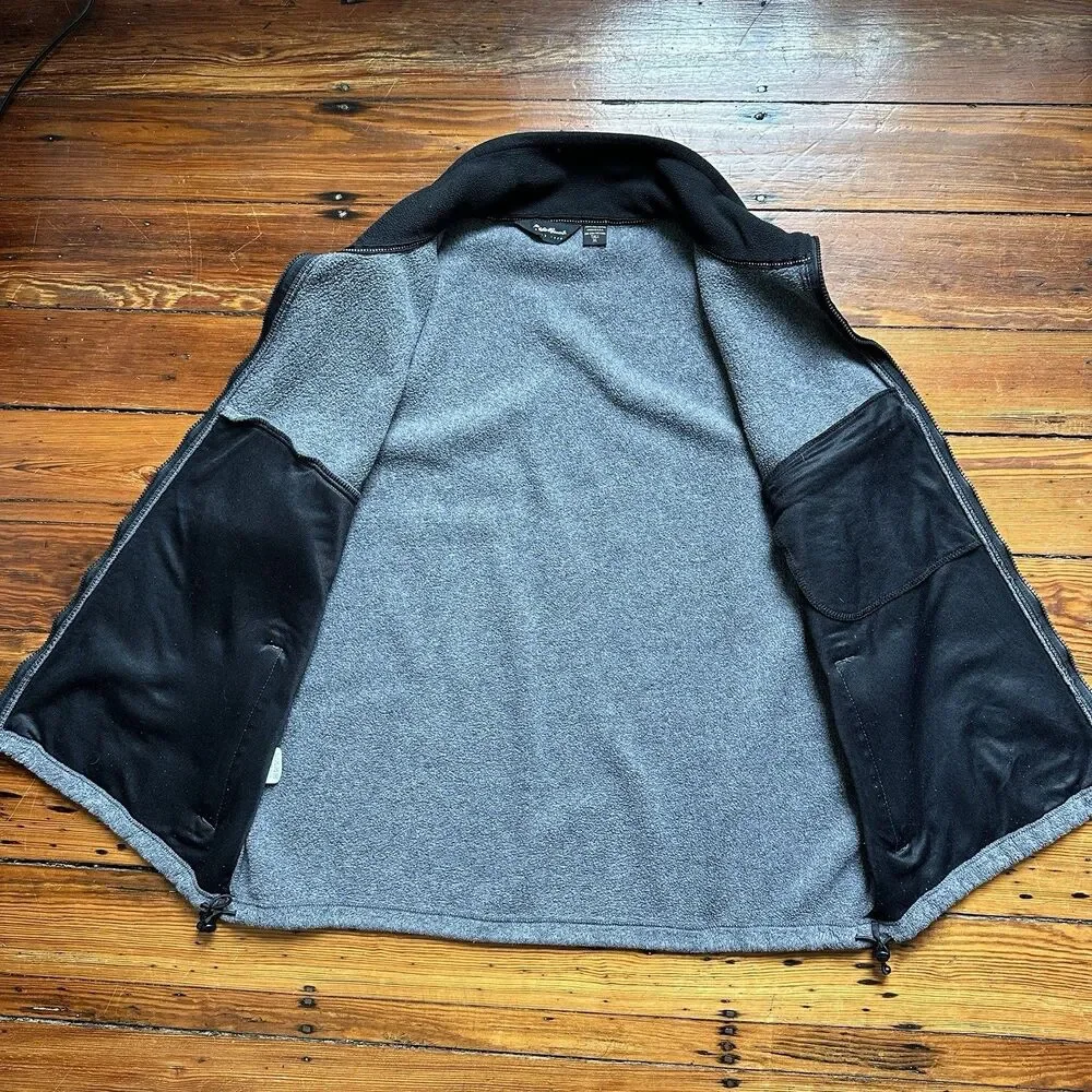 Vintage Eddie Bauer Vest Mens XL-T Gray Fleece Polartec Full Zip Made in USA